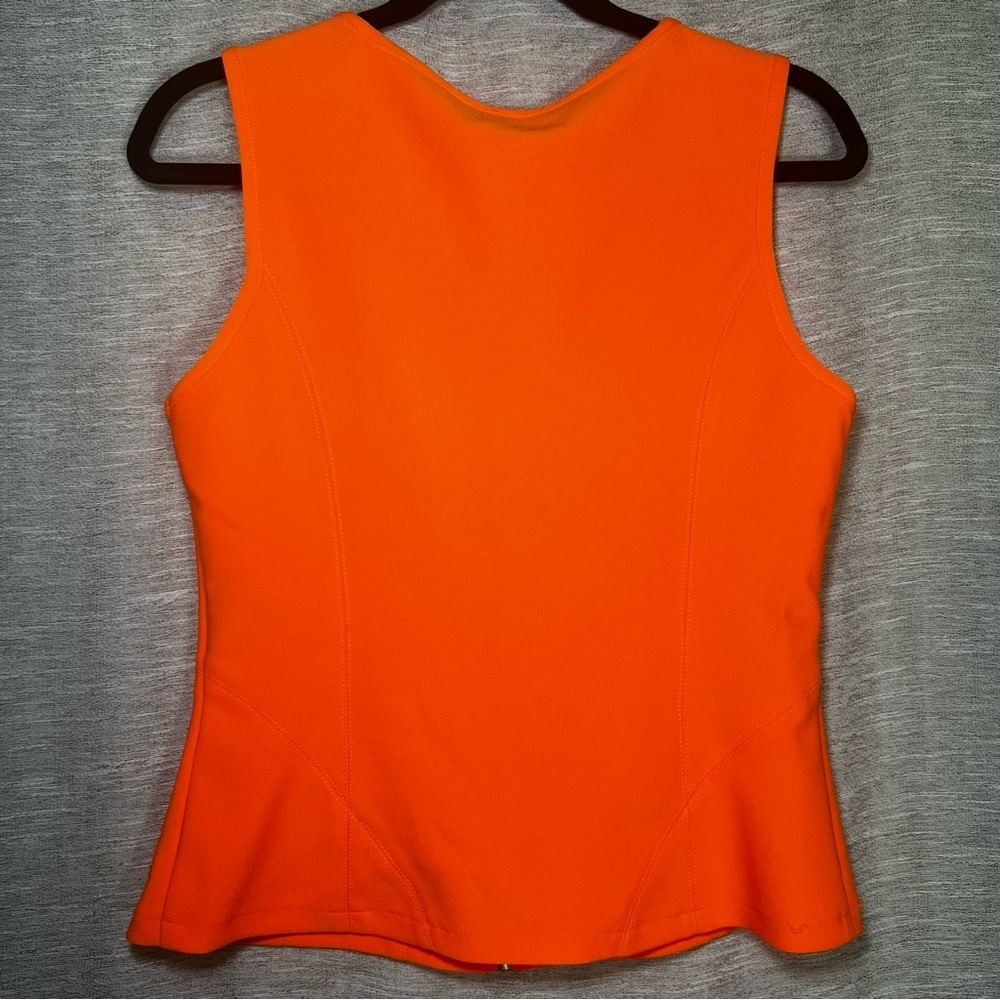 Karen Millen Neon Orange Figure Form Bodice Zip-Front Sleeveless Tank Top 8 - Picture 12 of 14